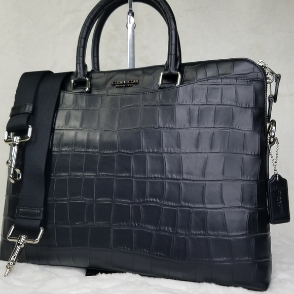 COACH BUSINESS ATTACHE LAPTOP BRIEFCASE BAG CROC - Picture 3 of 11